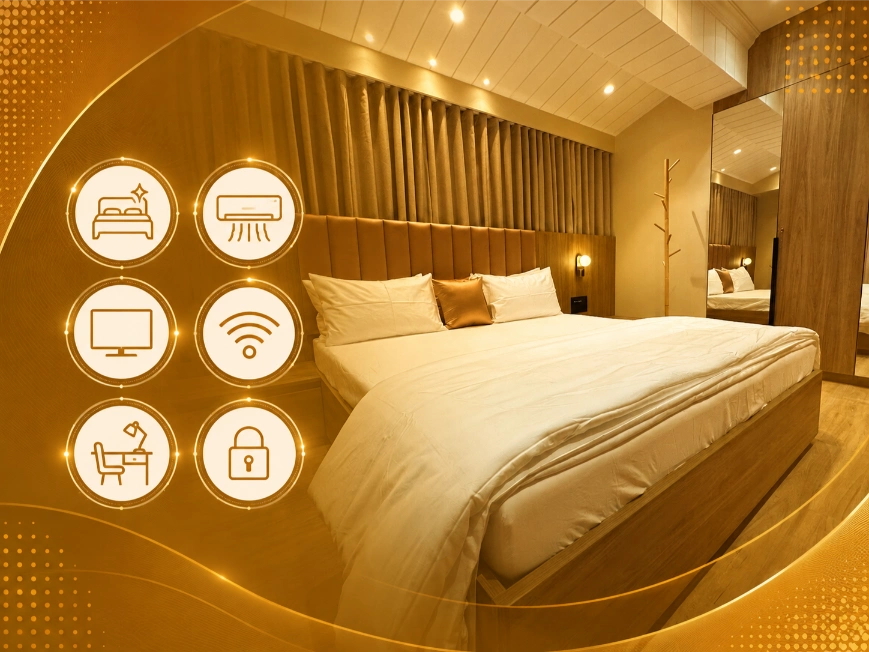 Comfortable furnished bedroom at Rudraya Homes